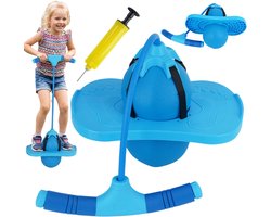 Springbal Kinderen - Balansspringbal 72 cm - Zachte Antislip Foamgreep - Actief Buitenspeelgoed - Met Luchtpomp - Blauw