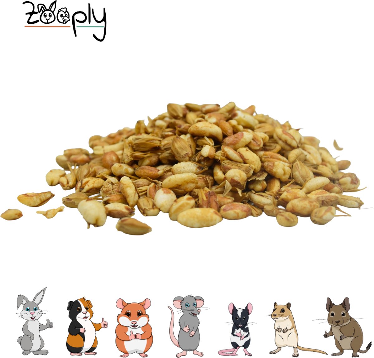 Zooply Gepofte granen - Kruiden & Snacks - 100% natuurlijk - Voor konijnen & cavia's - 300 gram