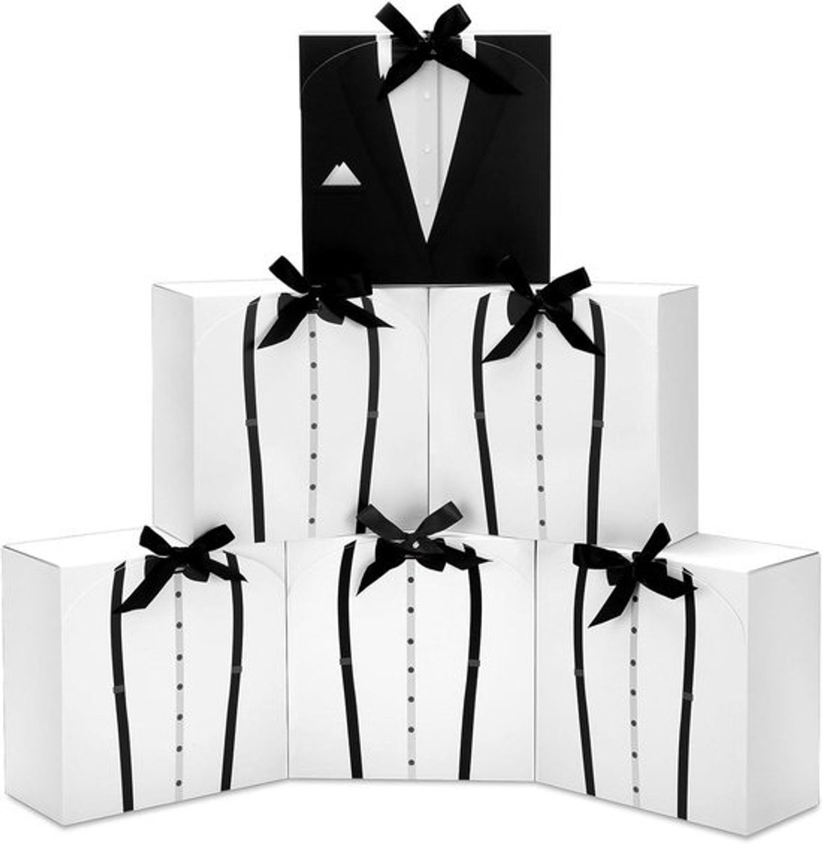 Groomsmen Geschenkdozen - Bruidsjonker Dozen - Bruiloft Voorstel - Met Lint Ontwerp - 20 x 20 x 10 cm