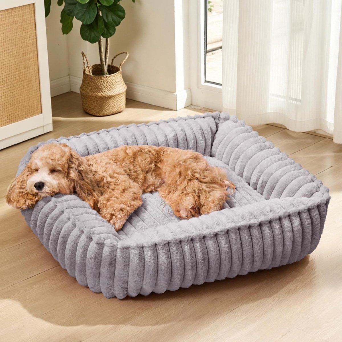NIVA® Hondenbed - Hondenbank - Hondensofa - Hondenmand - Grijs - 60cm x 50cm x 15cm