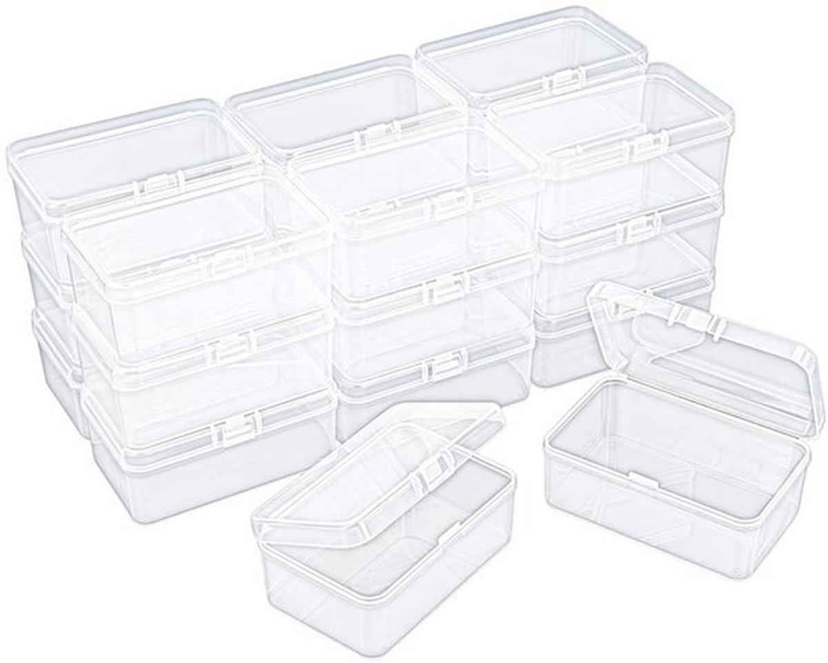 Opbergdozen - Kunststof - Transparant - Beads opslag - Craft materialen - Set van 20 - 8.5 x 5.5 x 3.5 cm
