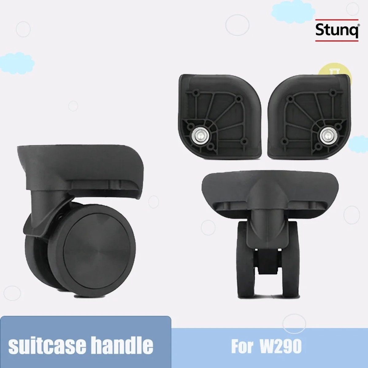Stunq® Stille rubberen spinnerwielen voor trolleykoffer - 360 graden rotatie