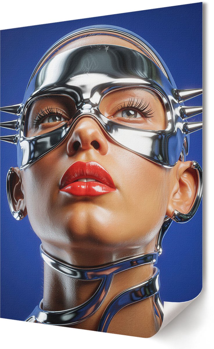 Coloray Polycanvas Wandposter - Metaalglans, Illustratie - 420 x 594 - Blauw Illustratie - Rechthoek - Wandkunstwerk - Woonkamer, Slaapkamer, Kantoor - Futuristisch