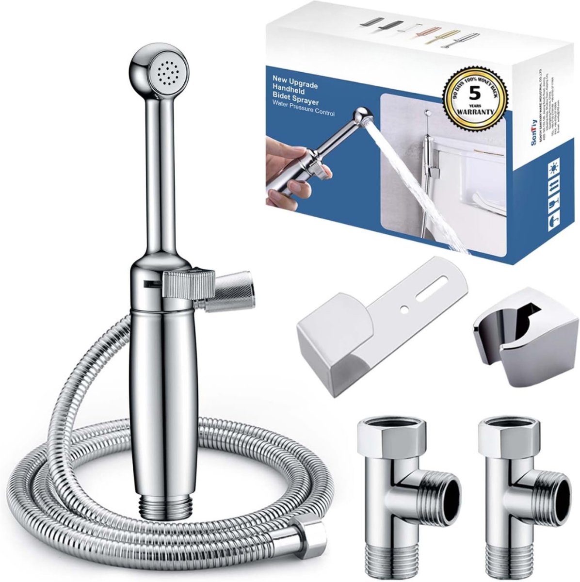 KIRA® Bidet - Bidet Toilet - Bidet Sprayer - Bidet Handdouche - Zilver - 30cm x 40cm x 183cm