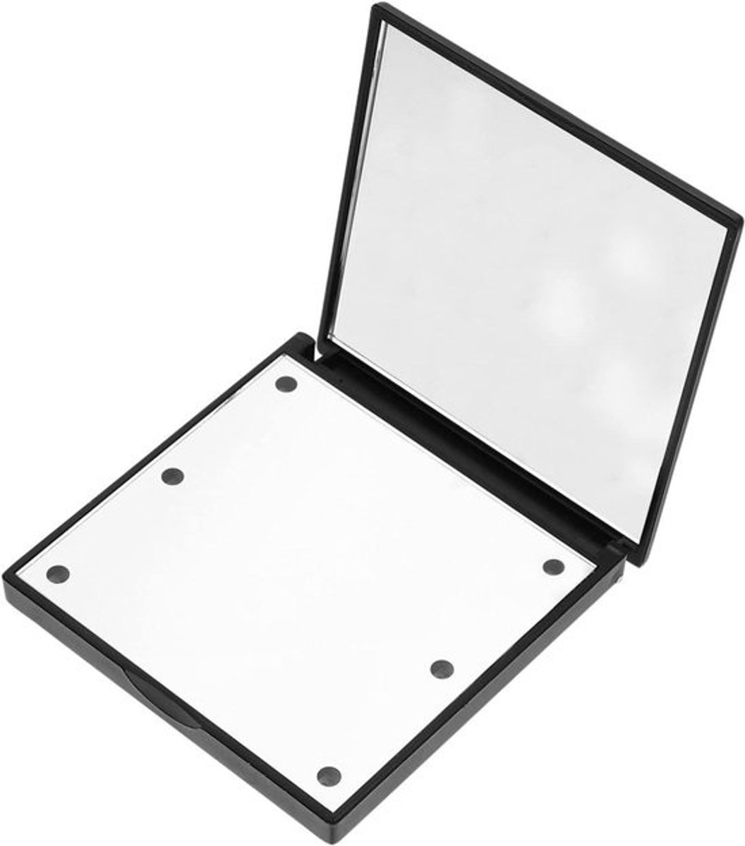 Draagbare Make-up Spiegel - Compacte Handspiegel - Make-up Aanbrengen - Ingebouwd LED Licht - 7X7X1CM - Zwart