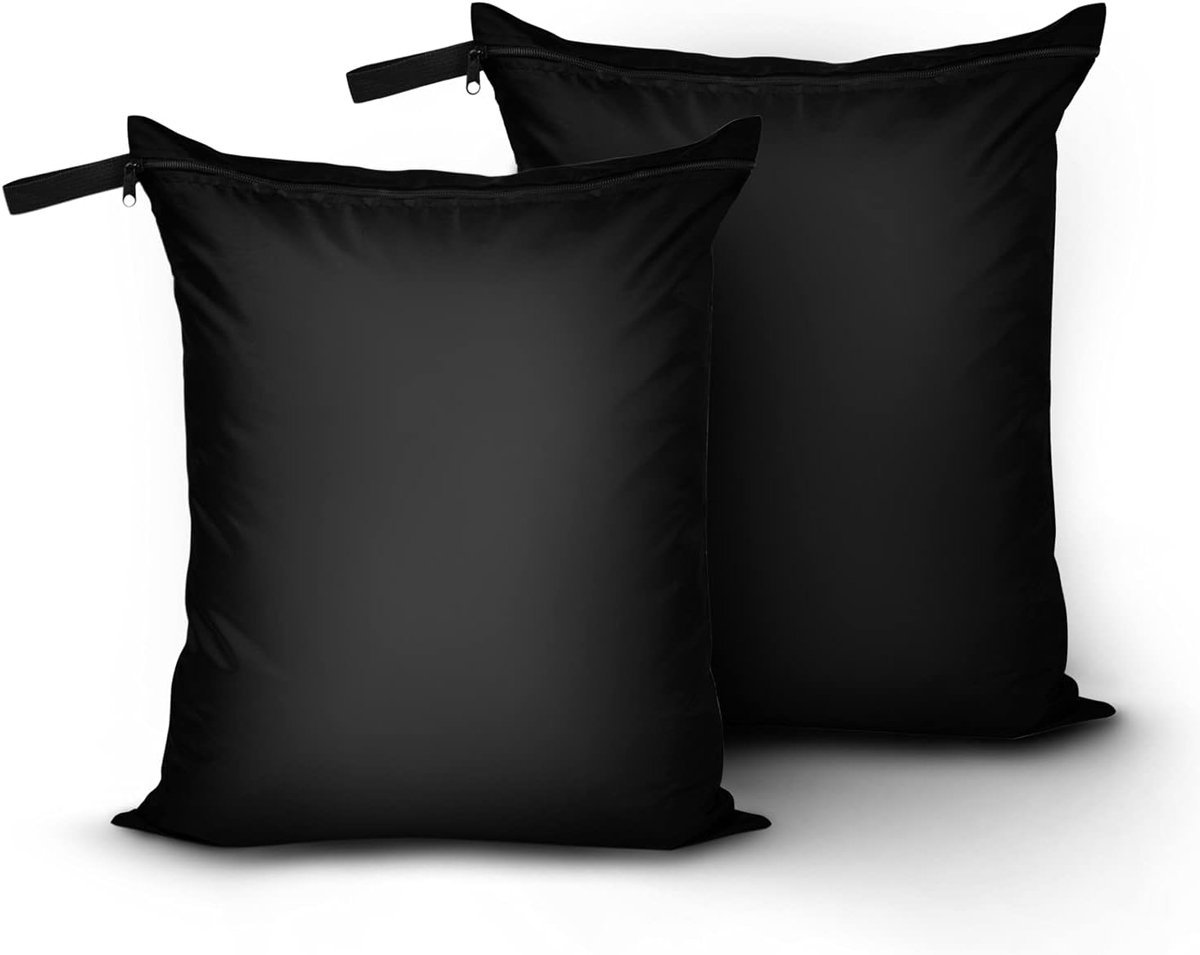 Set van 2 - Waterdichte tassen - Waszakken - Herbruikbare waszakken - Vuilwaszakken - Waterdichte tassen met ritssluiting - Waterdicht en stofdicht - Multifunctionele opbergtassen - 40 × 50 cm - Zwart