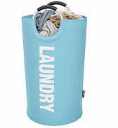 BOTC Wasmand - Waszak - Laundry basket - Wassorteerder 82 liter - 38x72 cm - waszak vouwbaar - draagbaar wasbox - Blauw