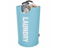 BOTC Wasmand - Waszak - Laundry basket - Wassorteerder 82 liter - 38x72 cm - waszak vouwbaar - draagbaar wasbox - Blauw