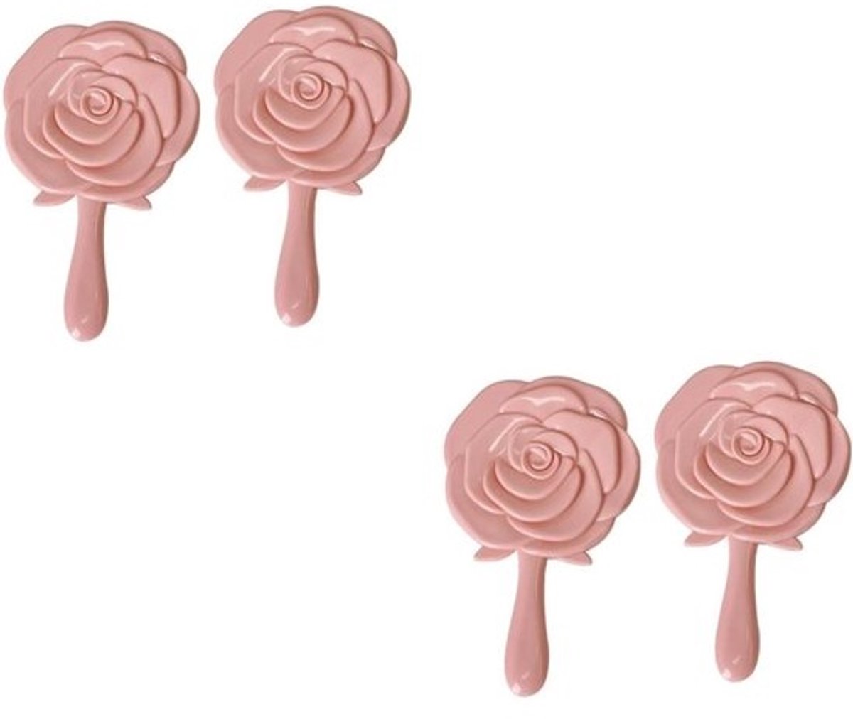 Make-up spiegel - Handspiegel decoratief - Make-up aanbrengen - Bloemen design - 4 stuks - Roze