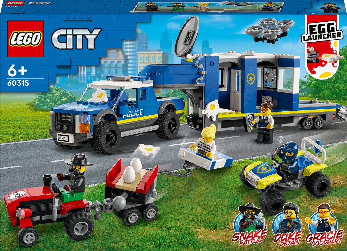 Bol.com LEGO® City Mobiele commandowagen politie 60315 bouwset voor kinderen vanaf 6 jaar; met een pick-uptruck en aanhanger met... aanbieding