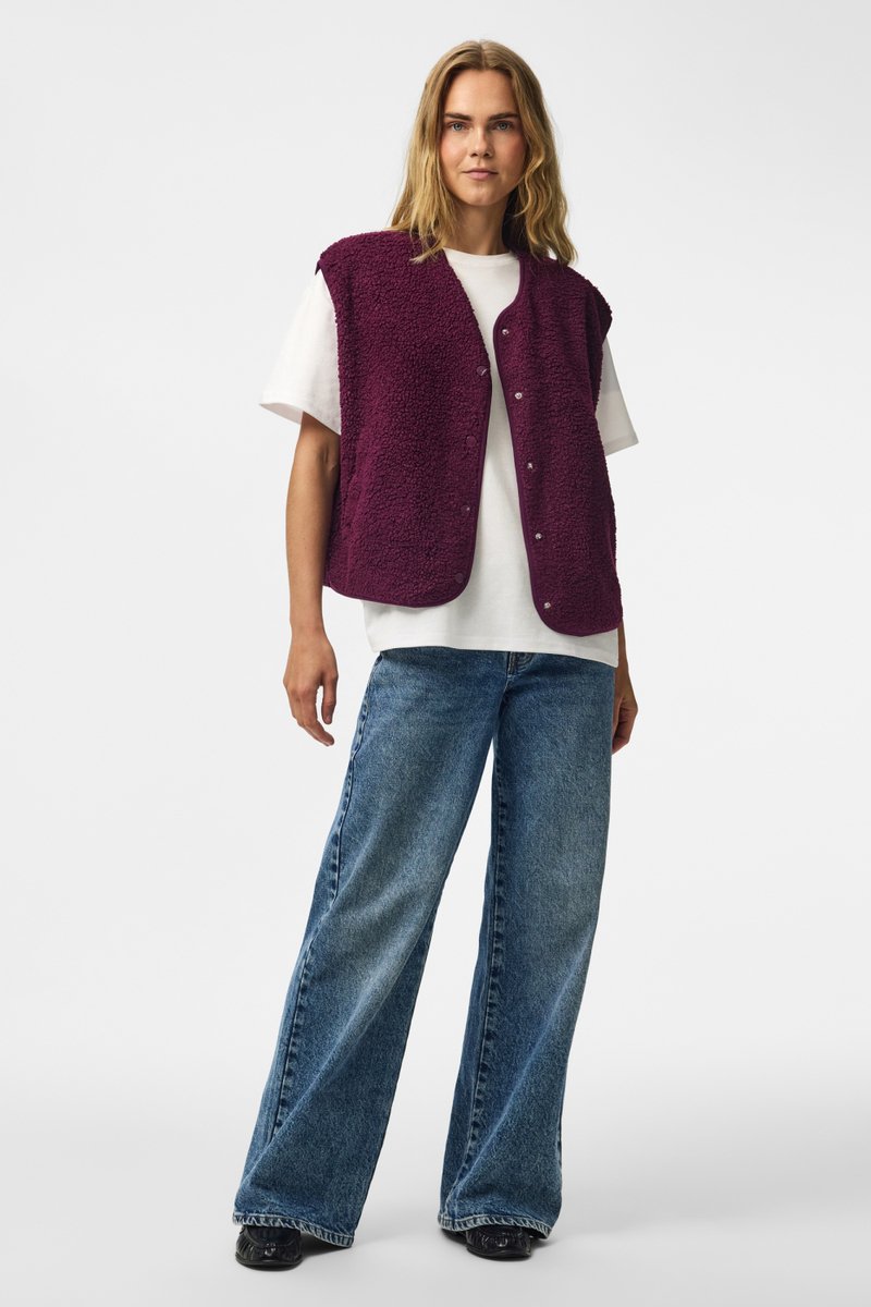 Pieces Gilet Pckatty Teddy Vest Noos Bc 17162344 Pickled Beet Dames Maat - S