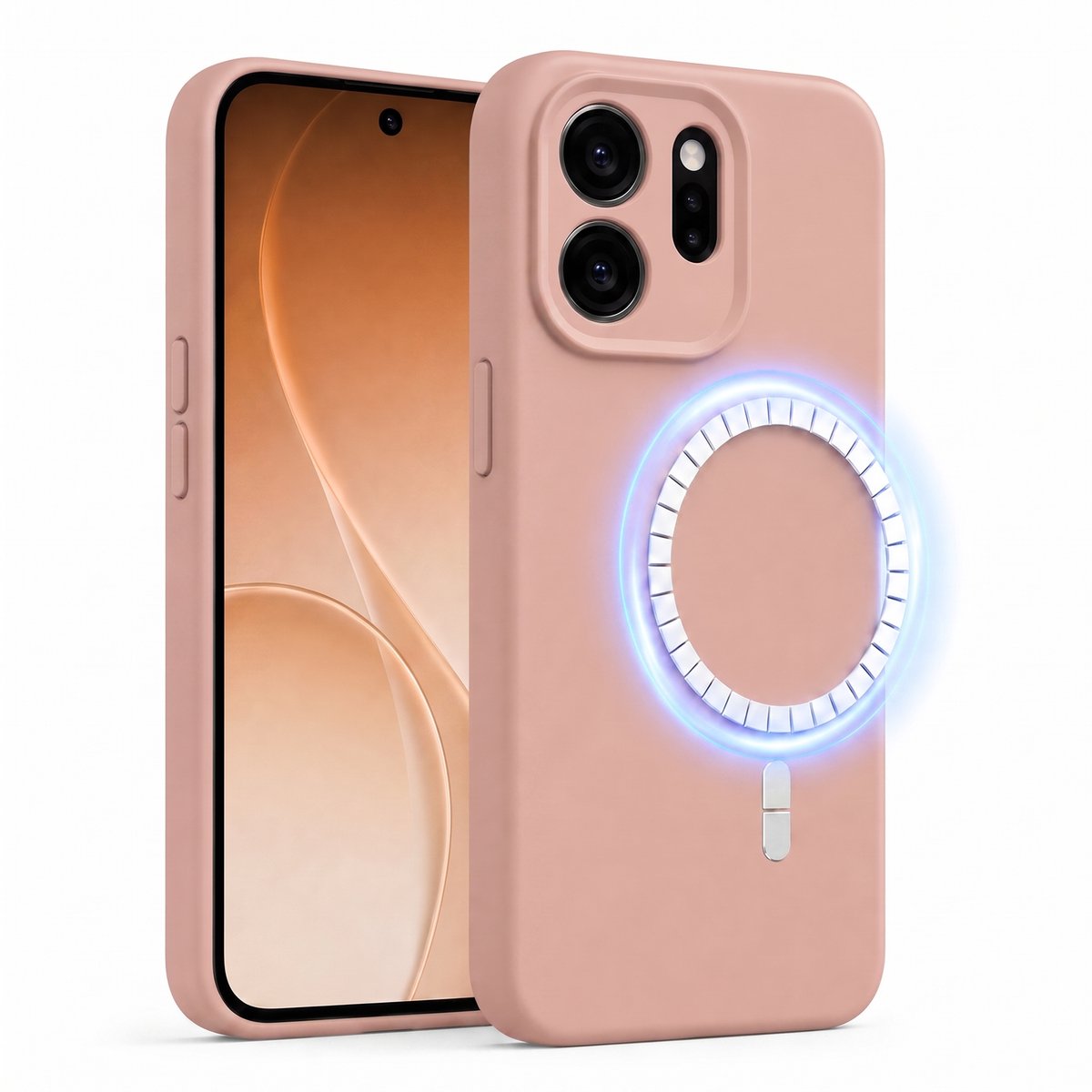 Hoesje geschikt voor Oppo Reno 15 Pro - Hoesje geschikt voor Magsafe - Draadloos opladen - Gehard Glas - Oud Roze