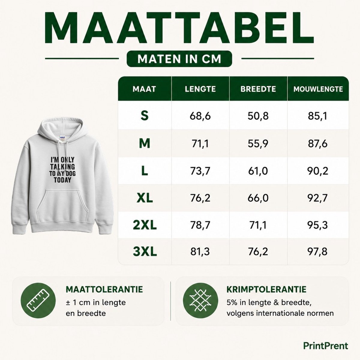 Hond Hoodie – Ik Praat Vandaag Alleen Met Mijn Hond – Casual Outfit – Unisex Hoodie voor Dames & Heren – Leuk Cadeau — cadeau in Mode & Accessoires - foto 4