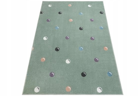 Zachte Kinderkamer Vloerkleed Groen Stippen 100x200 cm — afbeelding 3