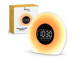 ADSafety Wake Up Light - Digitale Wekker - Dimbare Lichtwekker - Zonsopgang Simulatie - 20 Helderheid niveaus - 25 White Noise geluiden - Snooze - Nachtlampje