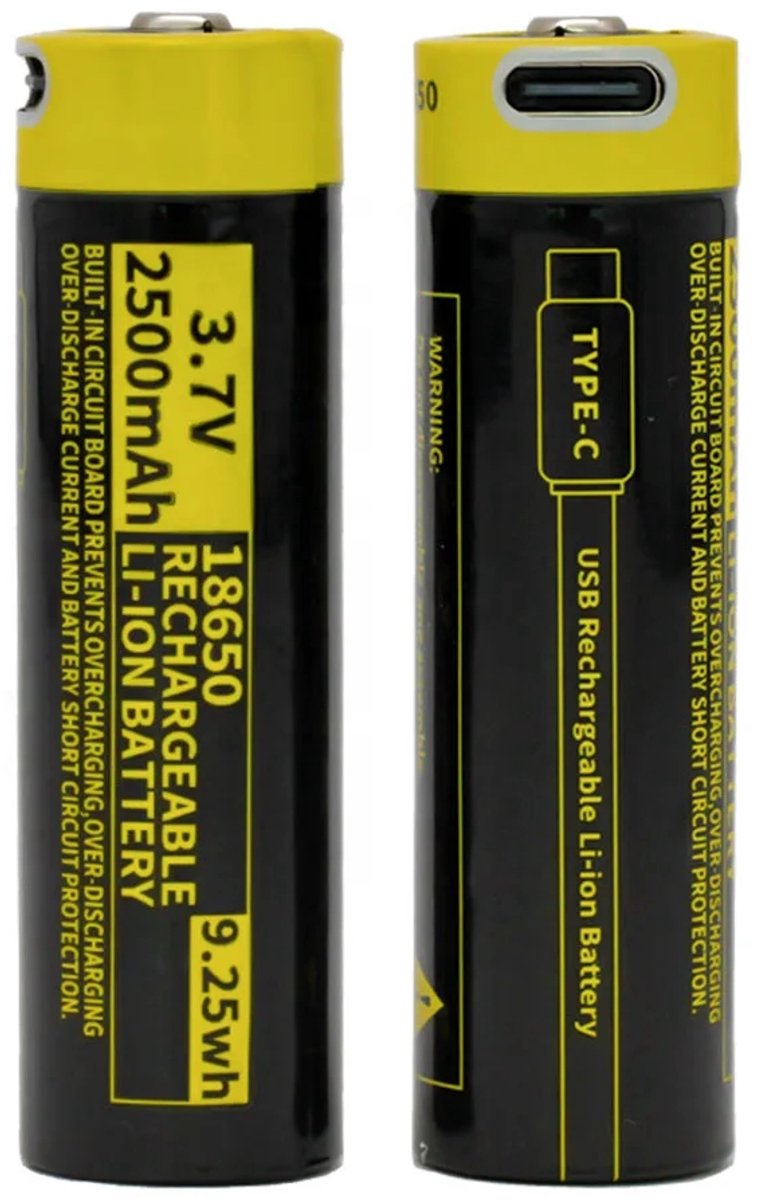 18650 Batterij 2500mAh 3.7V Oplaadbaar Li-ion - Lithium Accu voor Zaklampen, Powerbanks, Elektronica, LED Verlichting en DIY Projecten(2 stuks)