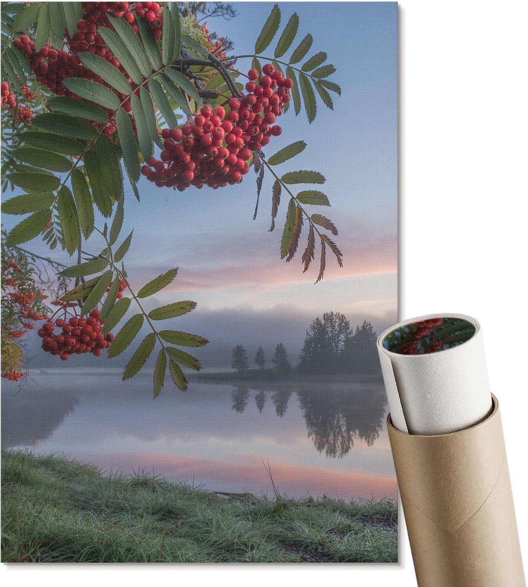 Coloray Polycanvas Wandposter - De Natuur In De Ochtend, Fotografie - A4 - Groen Illustratie - Rechthoek - Interieurdecoratie - Woonkamer, Slaapkamer, Kantoor - Klassiek