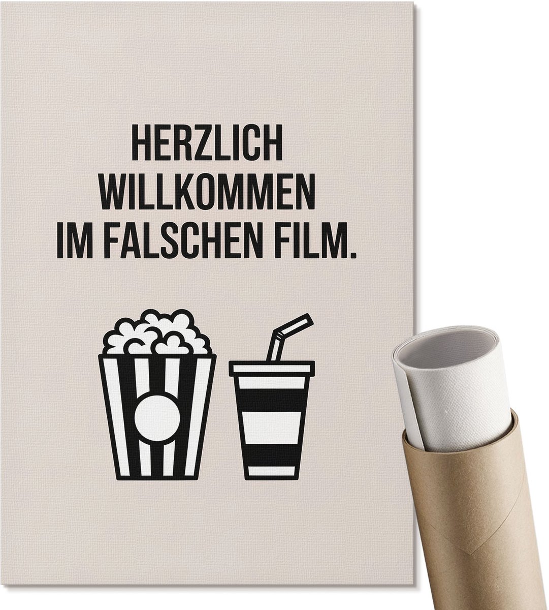 Coloray Polycanvas Wandposter - Filmische Humor, Typografie - A4 - Beige Wanddecoratie - Rechthoek - Wandkunstwerk - Woonkamer, Slaapkamer, Kantoor - Humoristisch