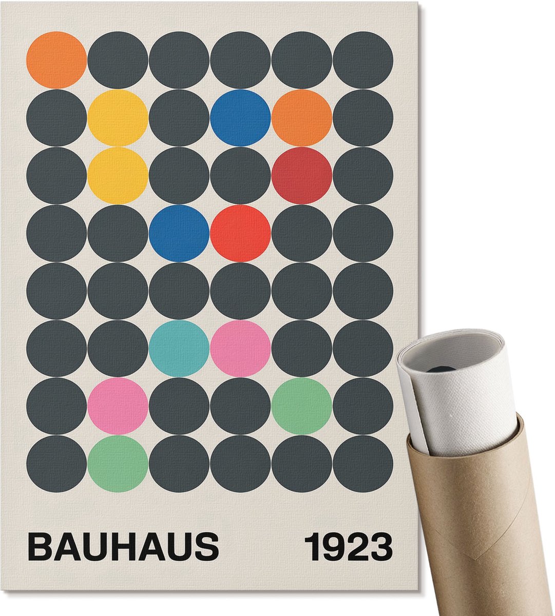 Coloray Polycanvas Poster - Bauhaus-Abstractie, Illustratie - A4 - Zwart Wanddecoratie - Rechthoek - Wandkunst - Woonkamer, Slaapkamer, Kantoor - Modern