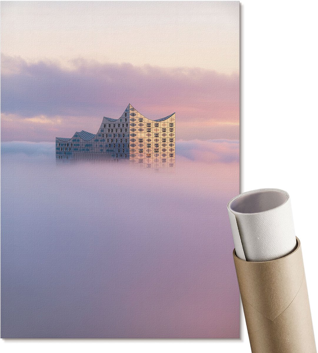 Coloray Canvas Poster Polycanvas - Bouwen In De Wolken, Fotografie - A4 - Roze Patroon - Rechthoek - Muurdecoratie - Woonkamer, Slaapkamer, Kantoor - Modern