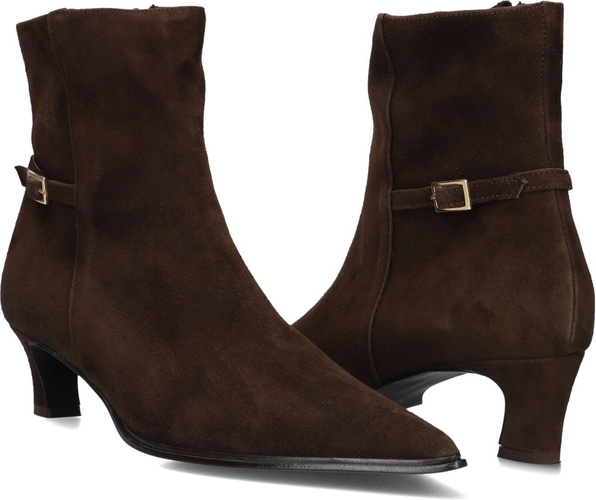 Notre-V 16435 Enkellaarsjes - Enkelboots met rits - Dames - Bruin - Maat 39