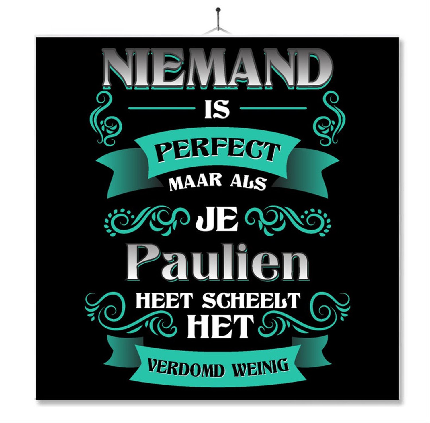 MC Living Tegel Met Opdruk | Kado | Cadeau | Niemand Is Perfect Maar Als Je Paulien Heet Scheelt Het Verdomd Weinig Multi-Color