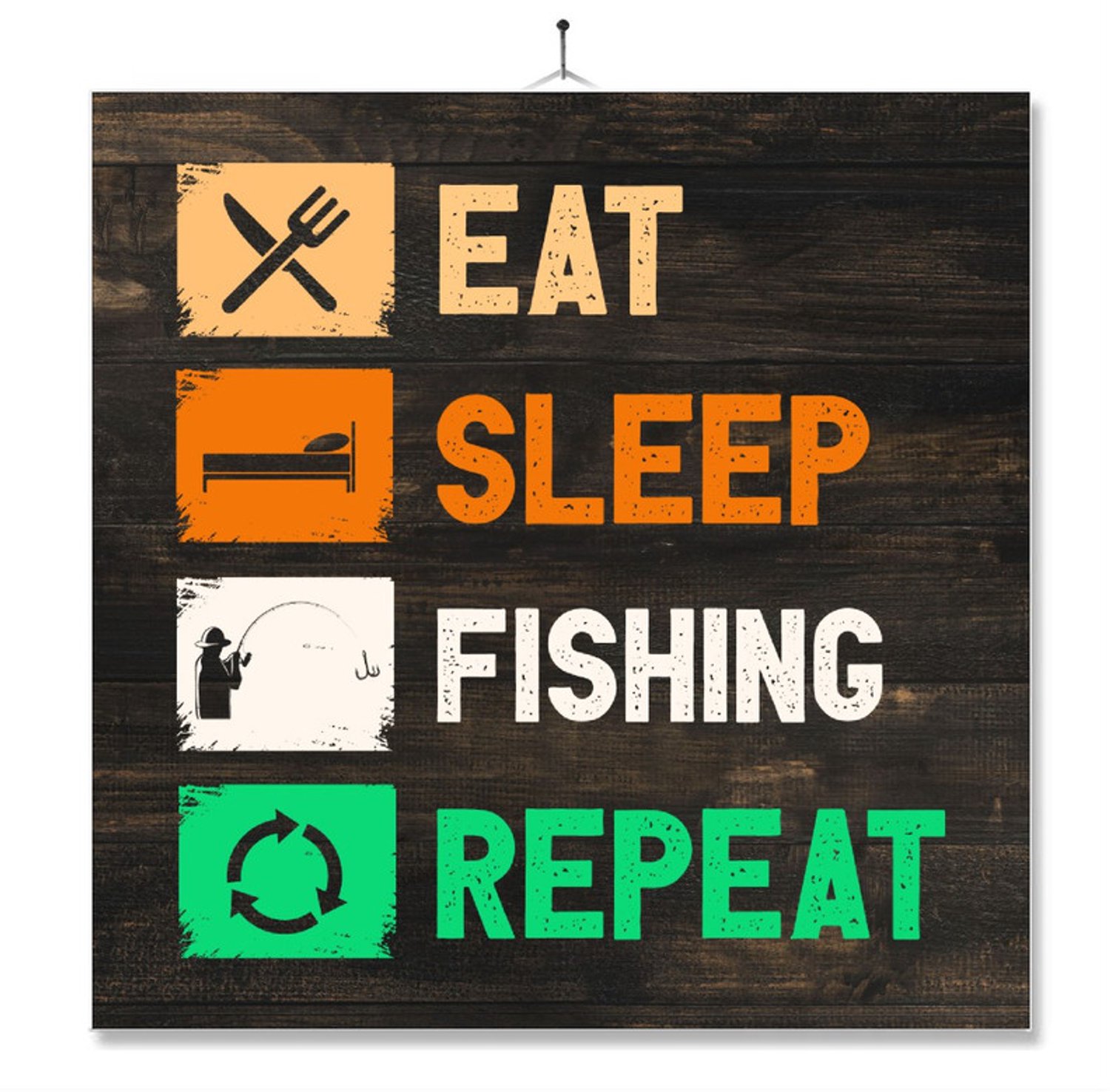 MC Living Tegel Met Opdruk | Verjaardag kado | Toilet WC | Eat Sleep Fishing Repeat Multi-Color