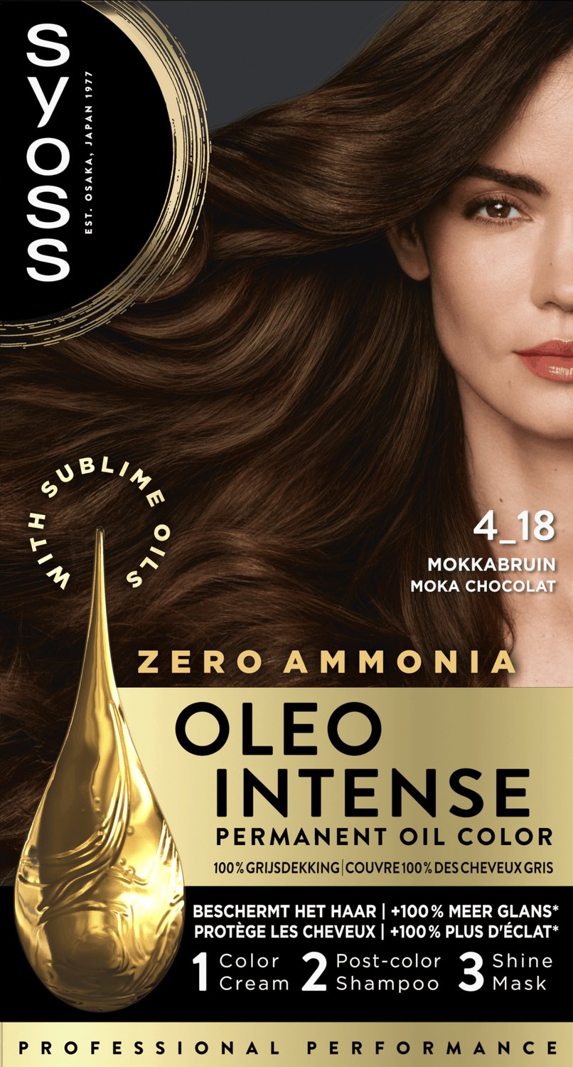 Bol.com Syoss Oleo Intense 4-18 Haarverf - Mokkabruin - Permanente Haarkleuring - Ammoniakvrij - Met Voedende Oliën - 100% Grijs... aanbieding