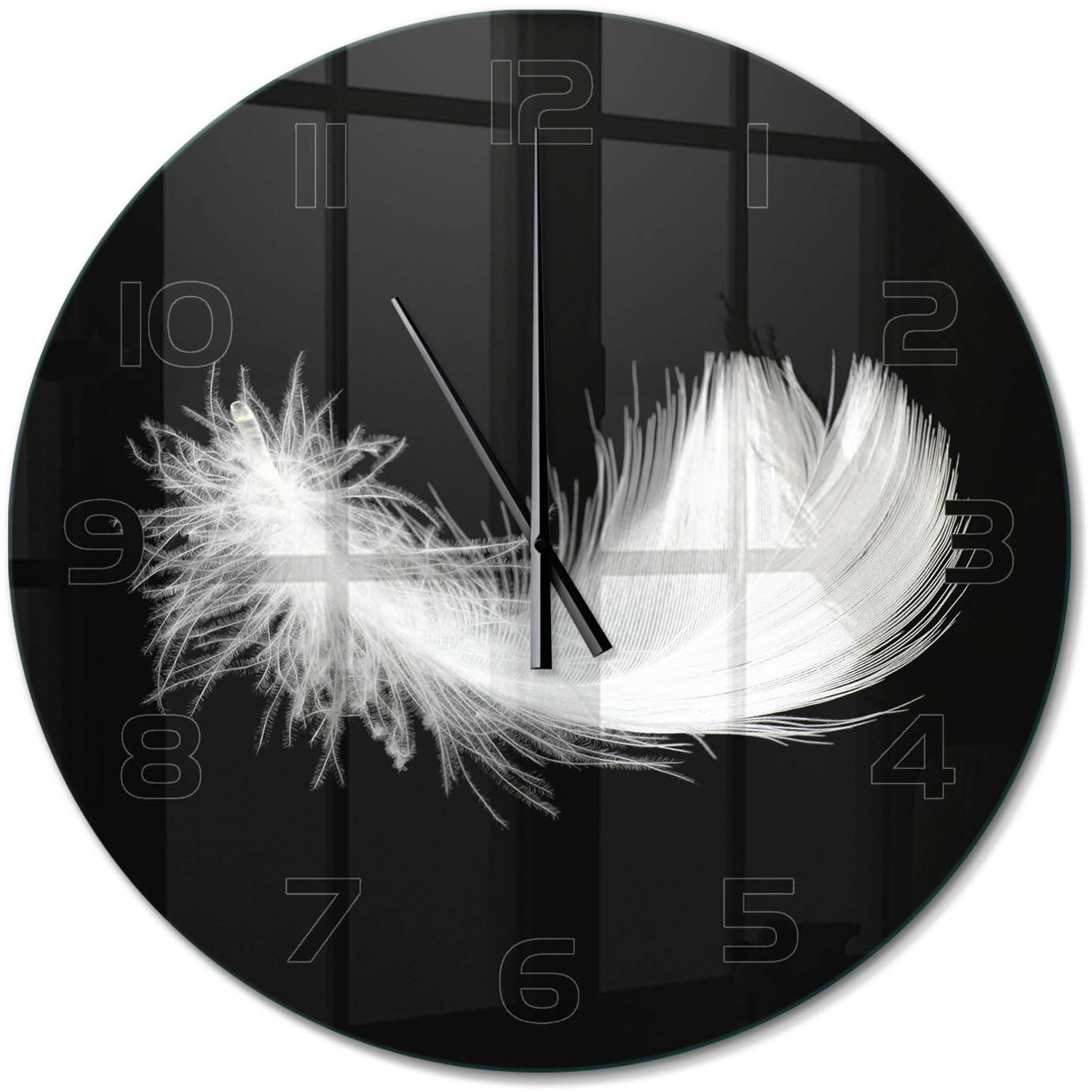 TULUP Wandklok - Pen Glazen Klok Met Print - fi60 cm - Wit Wandklok Glas Met Motief - Zwarte handen - Ronde Klok - Wandklok Glas Decoratie - Gekleurde Glazen Klok