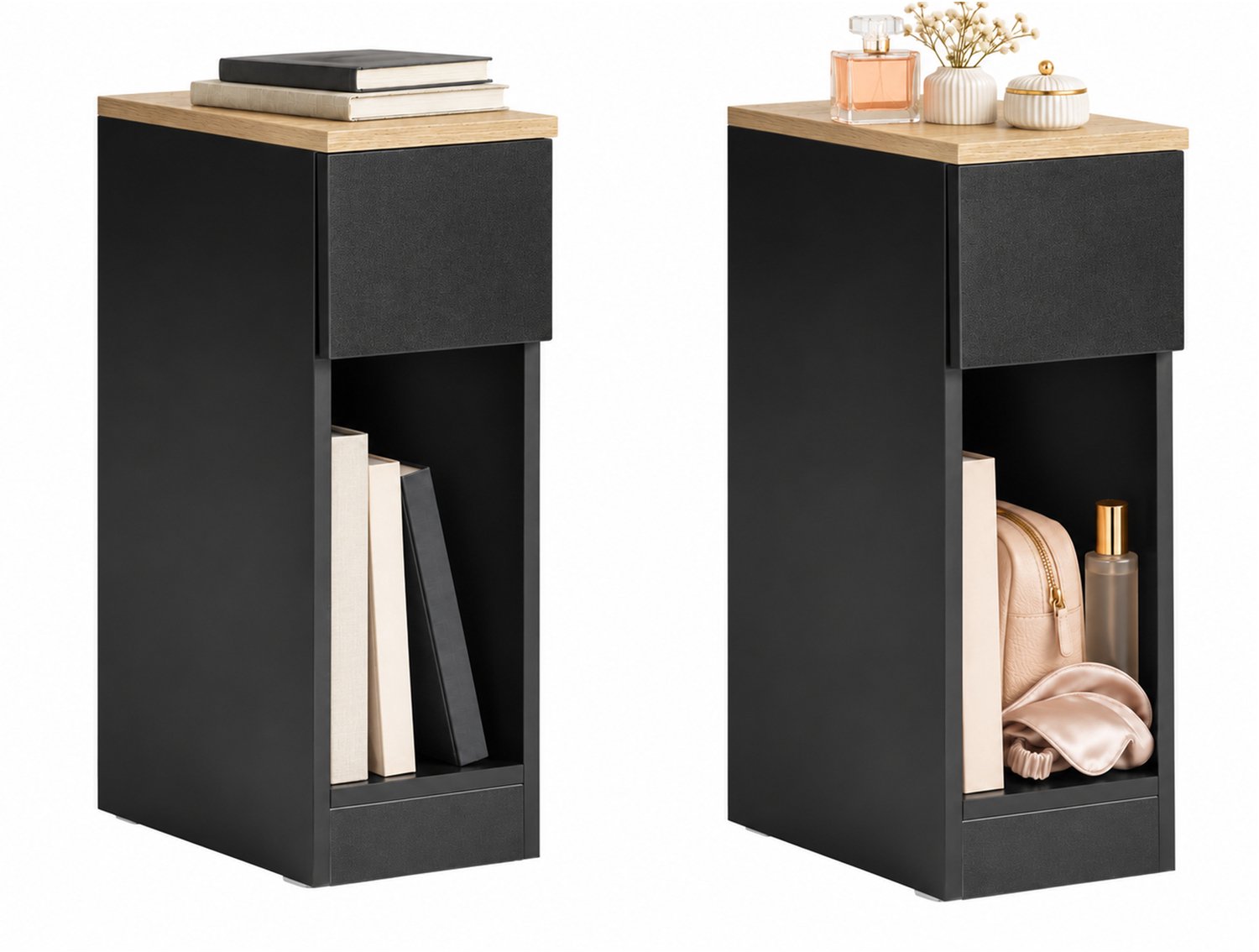 SoBuy FBT111-SCHx2 20cm Smal Nachtkastjes Set van 2 - 20 x 35 x 60 cm - Zwart