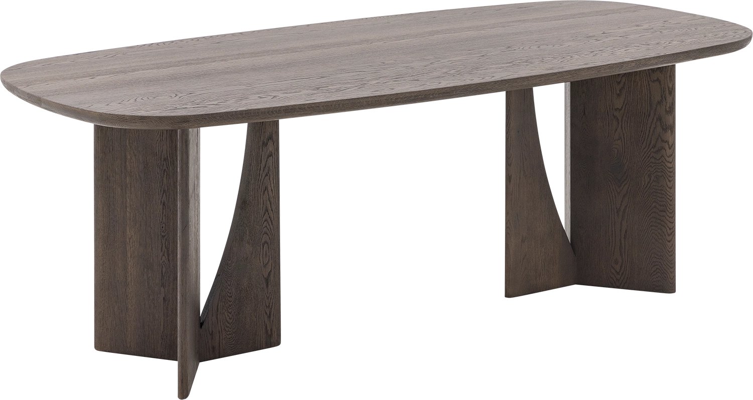 Goossens Eettafel Slim - 220 x 76 x 100 - eiken - donker bruin - semi ovaal - 6 personen eiken soft touch lak coffee geborsteld