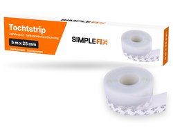 Simple Fix Tochtstrip Deuren - 5m x 2,5cm - Transparant - Tochtstopper voor Deur en Raam - Zelfklevende 3M-plaklaag - Isolerend - Tochtband