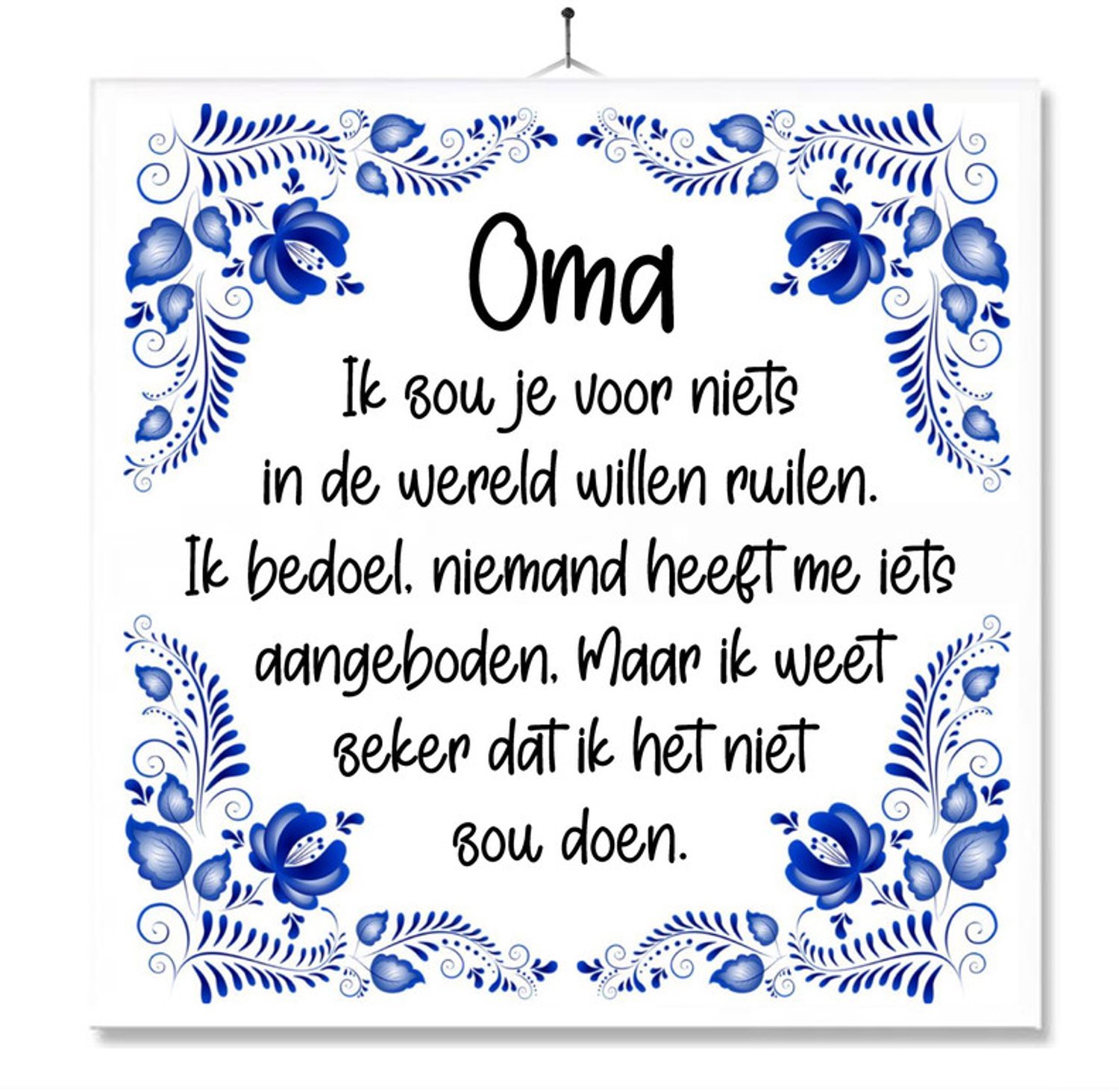 MC Living Tegel Met Opdruk | Oma | Voor Niets Willen Ruilen | Moederdag | Cadeau | Inclusief Geschenkdoos | Standaard | Ophangsysteem Multi-Color