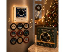 Magnetische Kerst Muziekdoos voor Koelkast - NFC Magnetische Muziekdoos Set - CD Speler - Kerst Muziekdoos - Met 9 NFC Mini Vinylplaten - USB C Oplaadbaar - 256 MB - Kerstdecoratieset
