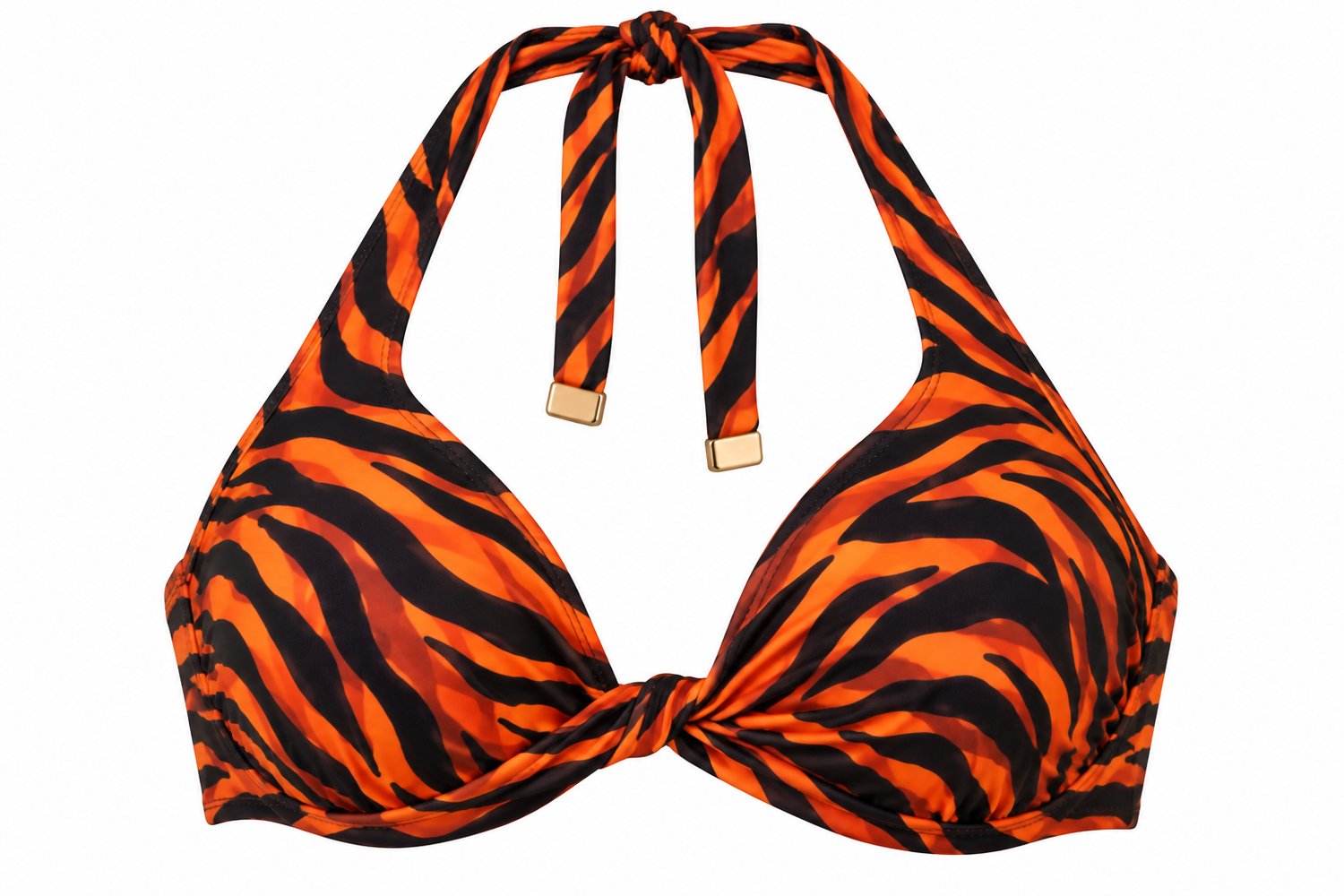 Beachlife Halter Soft Zebra Bikinitop Dames – Zebraprint – Halter Bikini Top – Zachte Cups – Dames Badmode – Strand & Zwemkleding tijger print