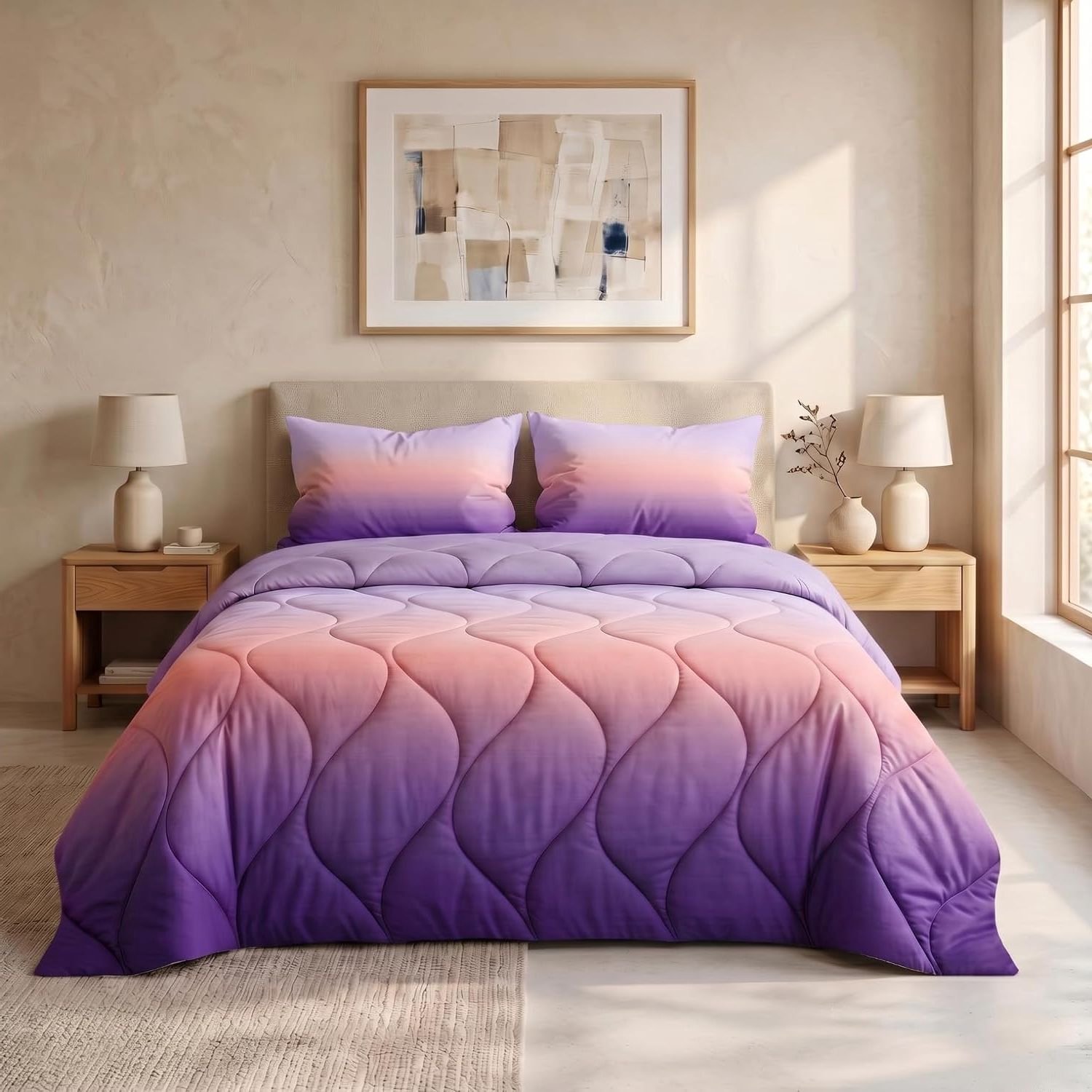 Vantivo® Dekbed 240x220 - 2 Persoons 4 Seizoenen - Wasbaar - Extra Zacht - Roze en Paars
