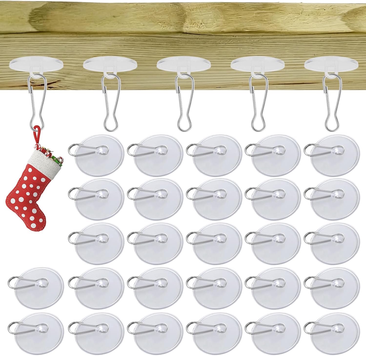 Plafondhaken 40 stuks - transparant - zelfklevend - ideaal voor slaapkamer en carnaval - m-winkel
