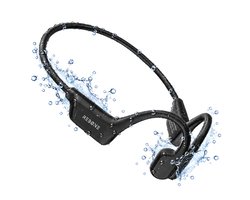 REBONE® OpenPulse Wave Bone Conduction Headphone - Draadloze Bluetooth Koptelefoon - Hoofdtelefoon Draadloos - Open Ear Oortjes - Sport Headphones - Hardloop en Zwem Oordopjes - Headset Earphones - MP3 Functie - Zwart