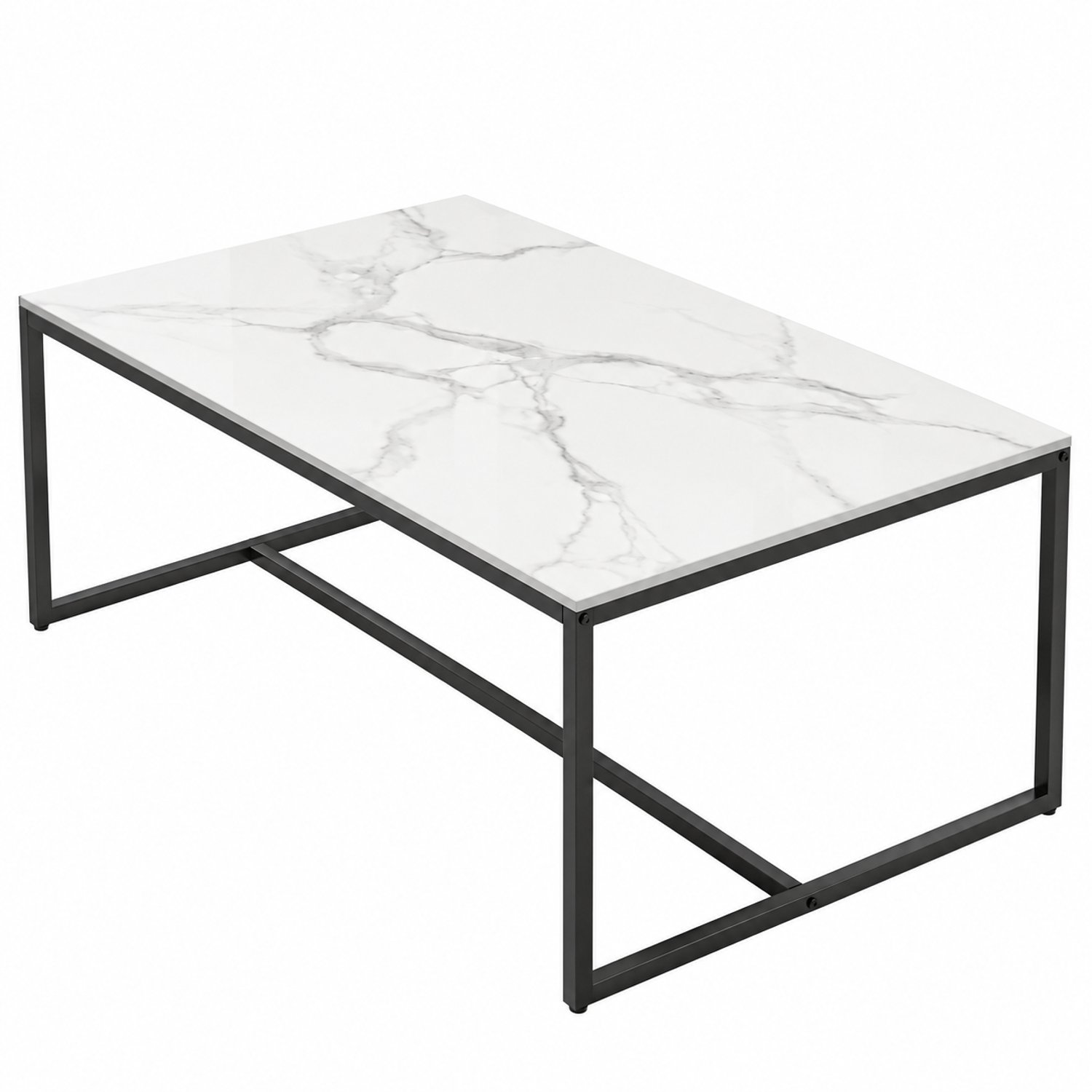 MC Select Gestinterde Stenen Salontafel - Tafel - 100x60x43 cm - Marmer / Wit