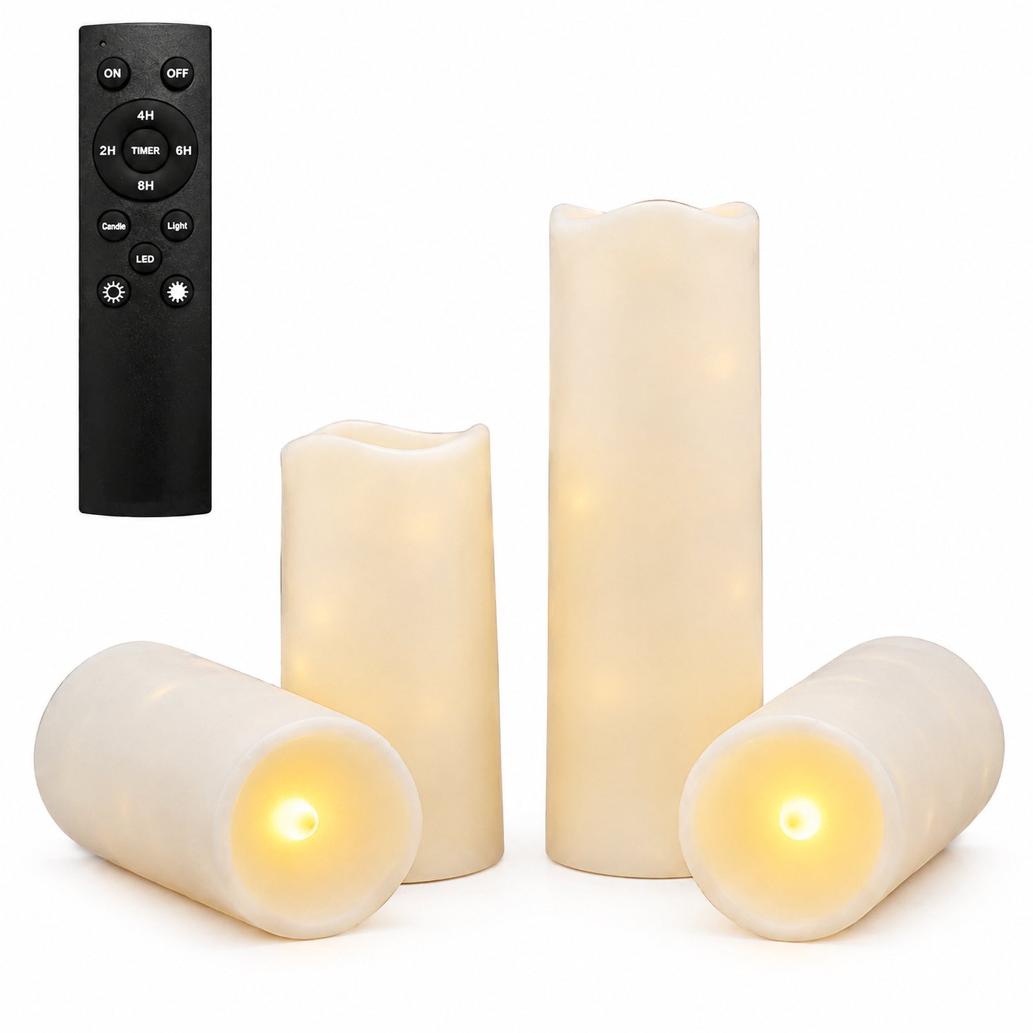 SWGOTA led kaarsen - 4 stuks per doos - Crème met interne lichtslinger en golvende bovenrand - Met grote afstandsbediening voor sfeerdecoratie