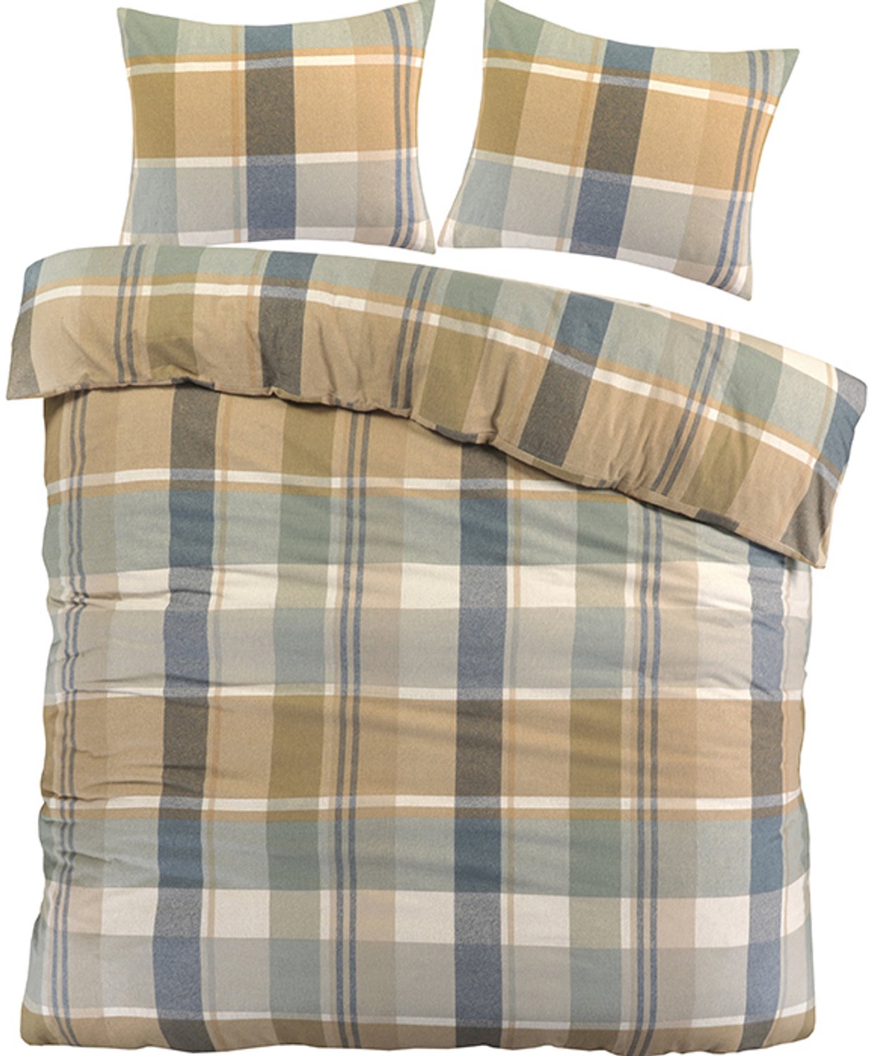Flanel Dekbedovertrek Heritage-Ruit Beige-2-persoons (200 x 200/220 cm)