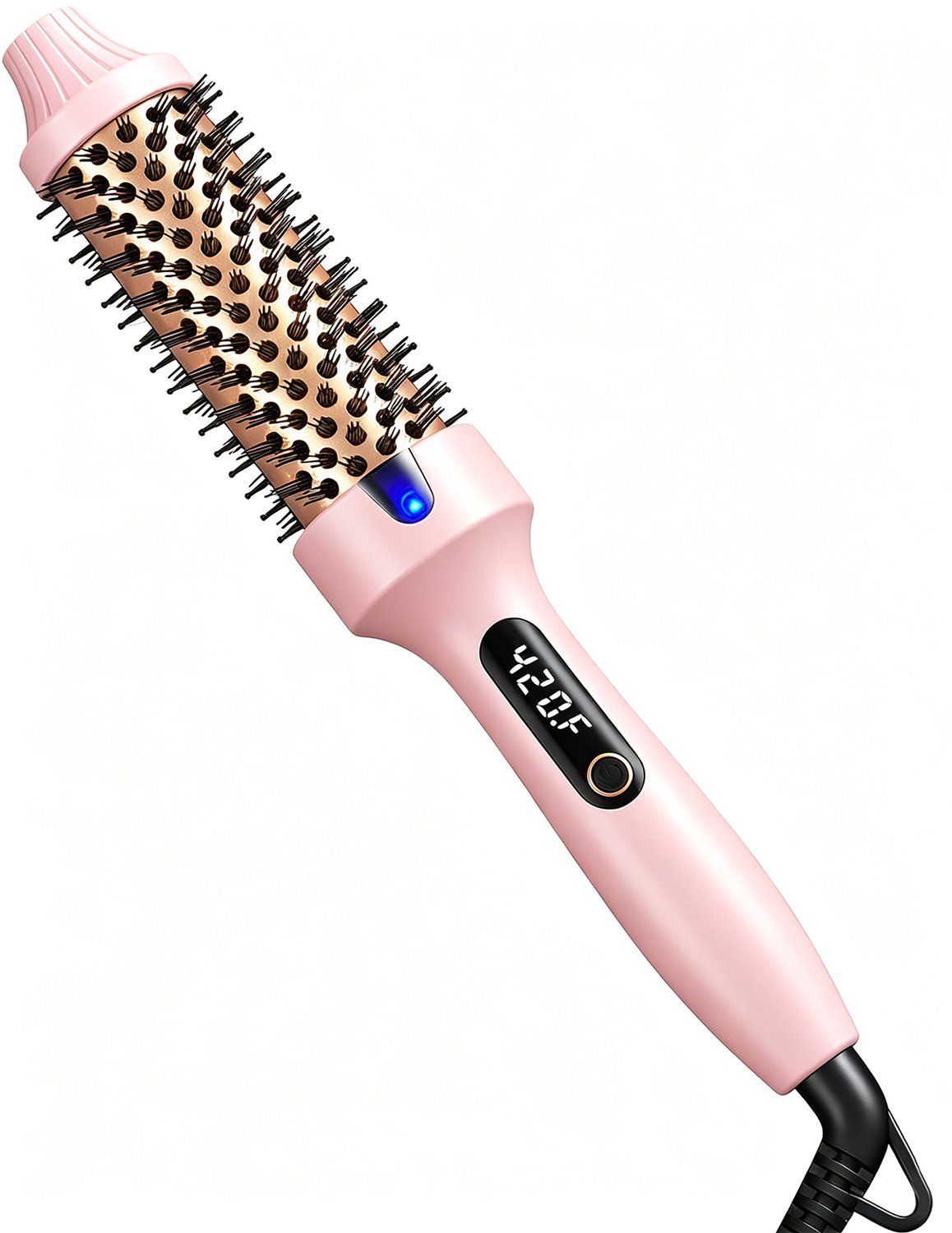 Ionische verwarmde ronde borstel - 38 mm - Roze - Volumineuze haarstyling - Salon blowouts voor thuis - 360° luchtstroom - Vermindert krullen - Draagbaar