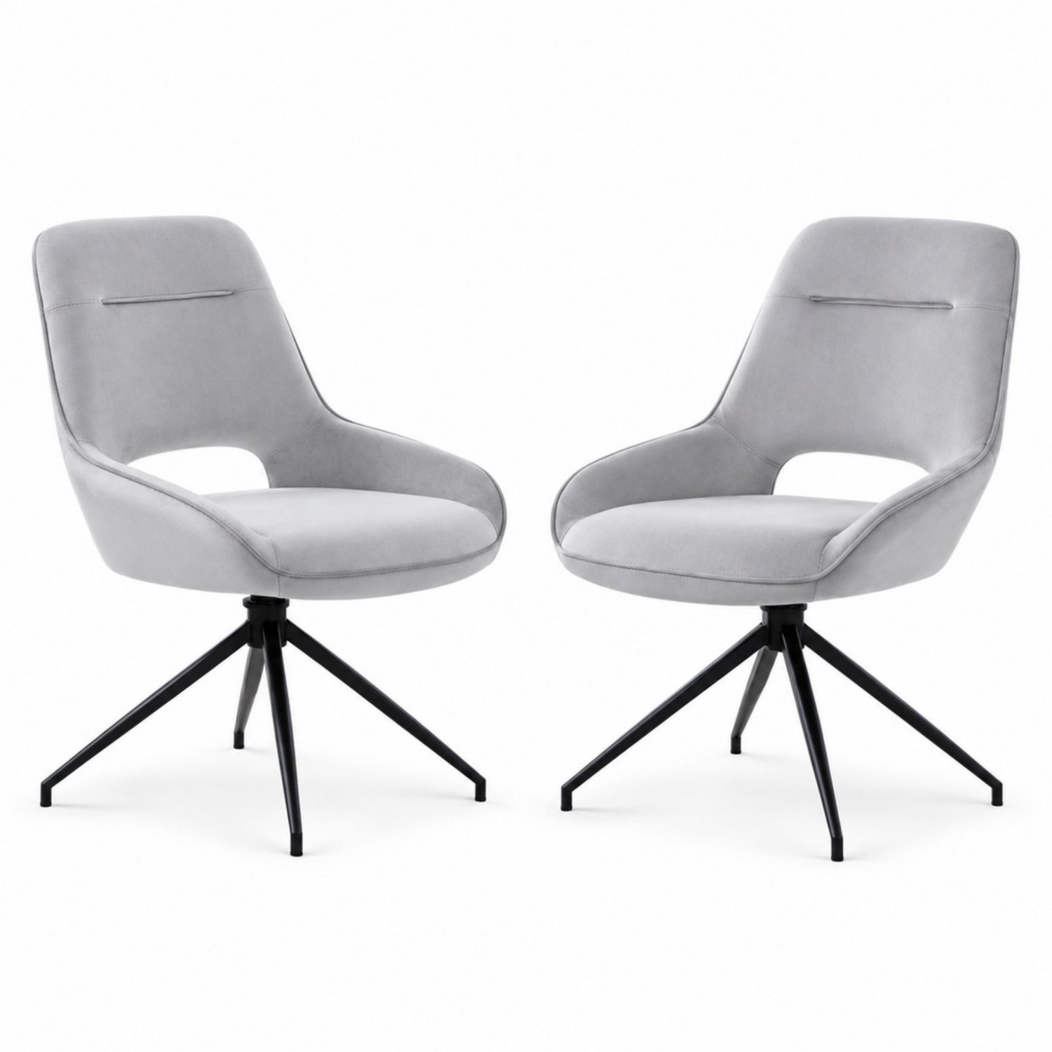 LONG DRAGON - Eetkamerstoelen - Set van 2 - Zwart + Lichtgrijs - 360 graden draaibaar