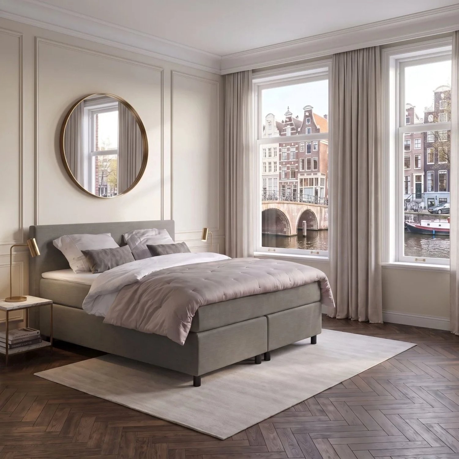 Mörgenn Anno 1588 - Boxspring Amsterdam - Pocketvering - Antraciet - 180x220 cm - Inclusief Dekbed en Kussens