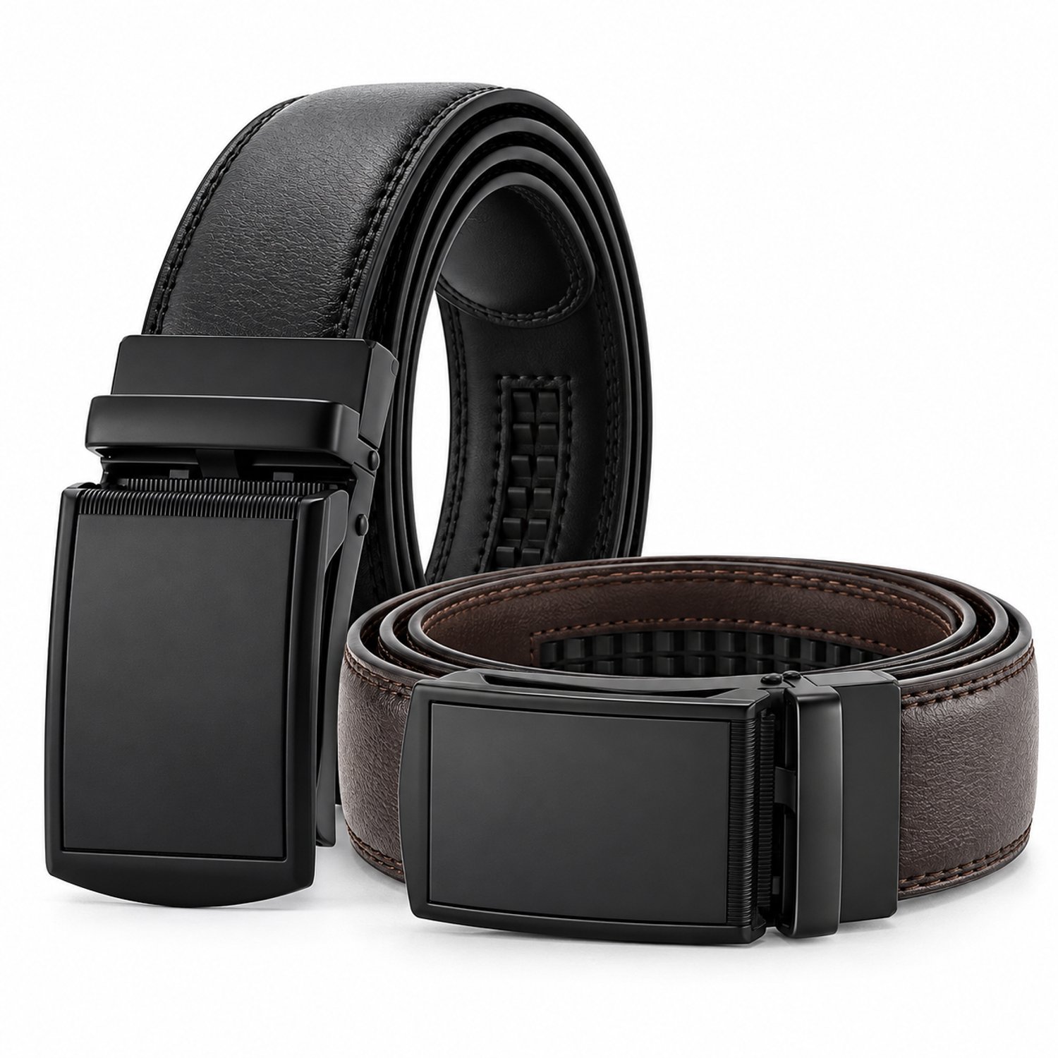 Lifhelpe Herenriemen 2 Stuks – Riem Heren met Automatische Ratelsluiting – Verstelbare Herenriemen Zonder Gaatjes – 120 × 3,5 cm – Zwart en Bruin