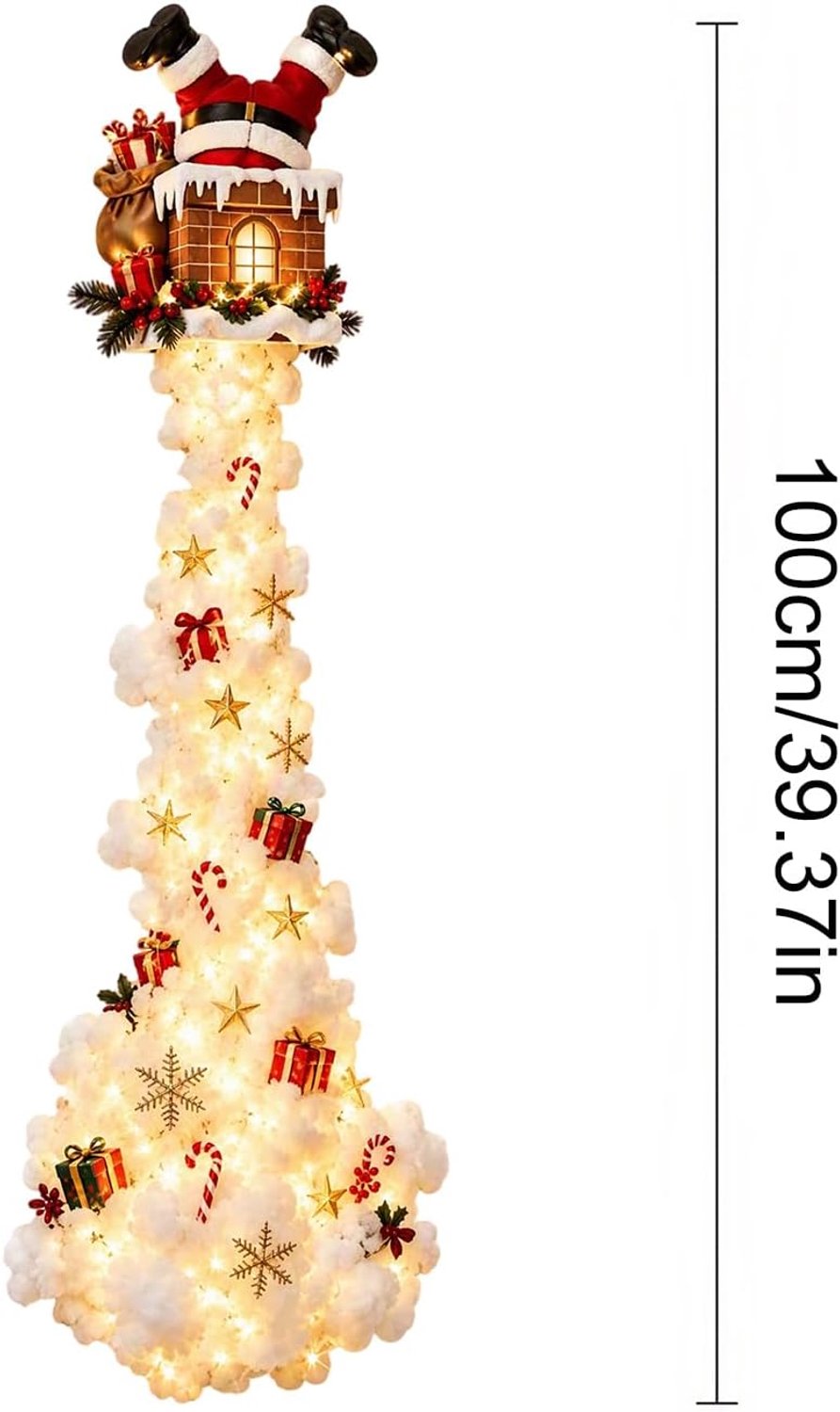 Kerstwandlamp met magisch pad, kerstman in schoorsteen ornament, warm wit LED-licht, sterren- en sneeuwvlokkenpatroon, kerstdecoratie voor binnen, woonkamerdecoratie, kerstcadeau