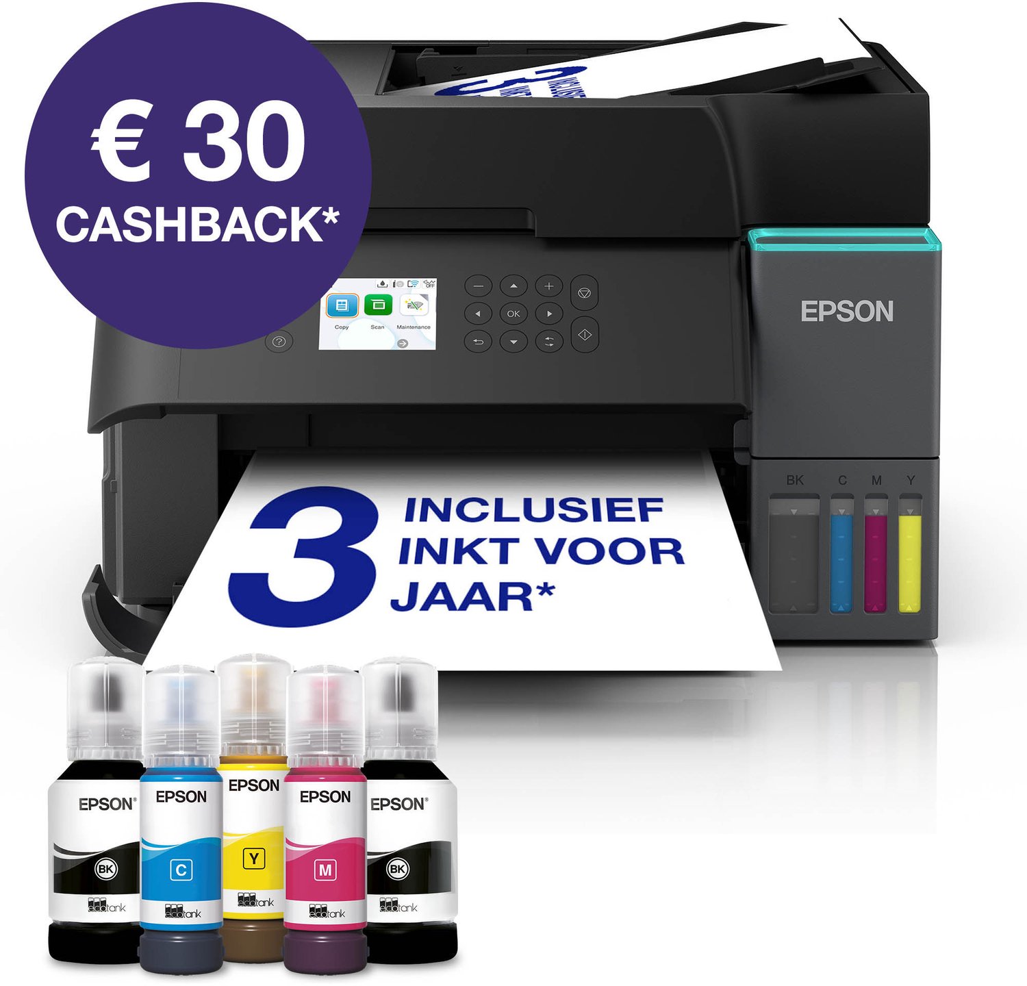 Epson EcoTank ET-3950 - All-in-One Inkttank Printer - Kleurenscherm - Dubbelzijdig afdrukken, scannen én kopieren - ADF