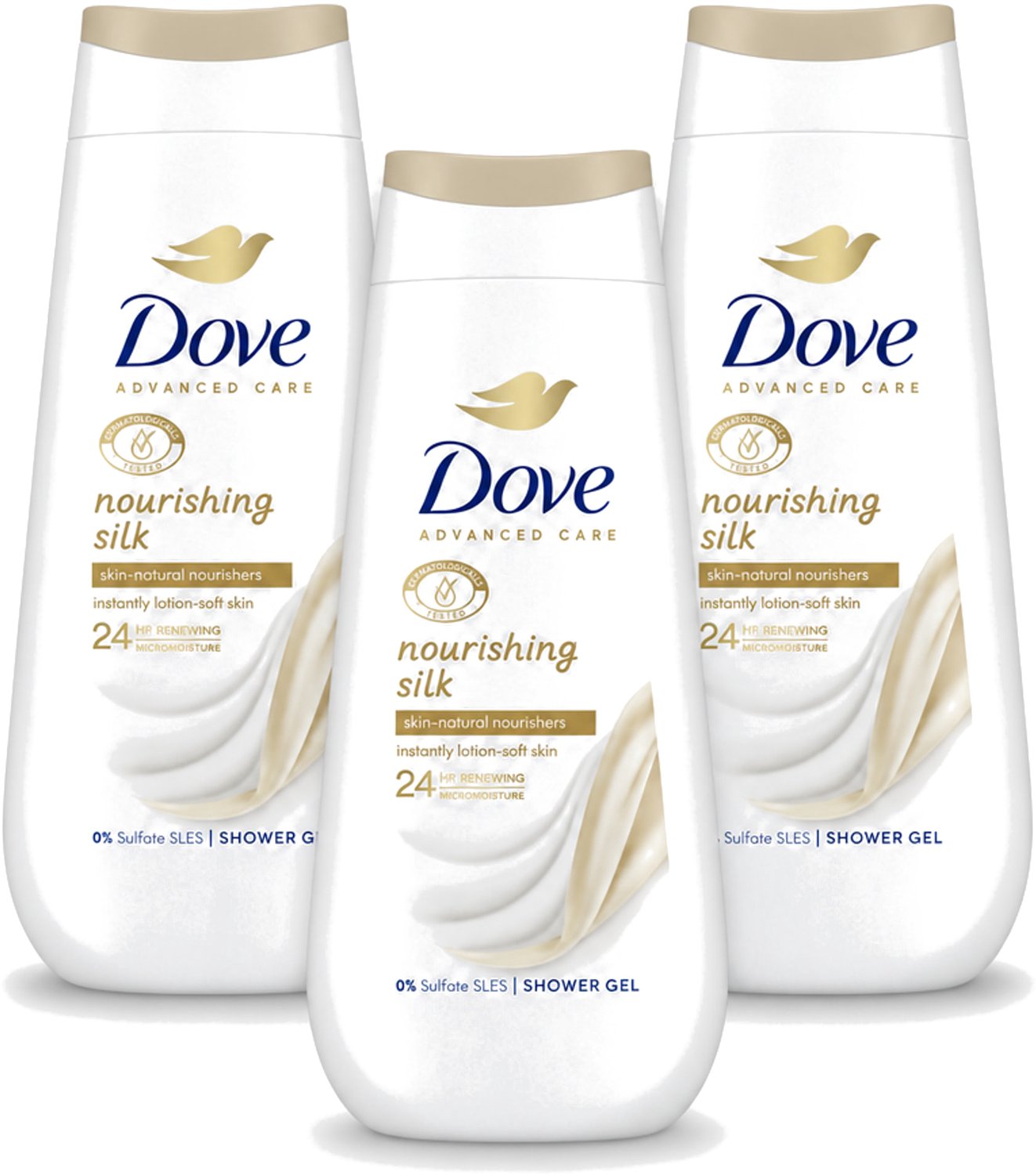 3 x Dove Douchecrème - Nourishing Silk - 225 ml - Voordeelverpakking - 3 stuks