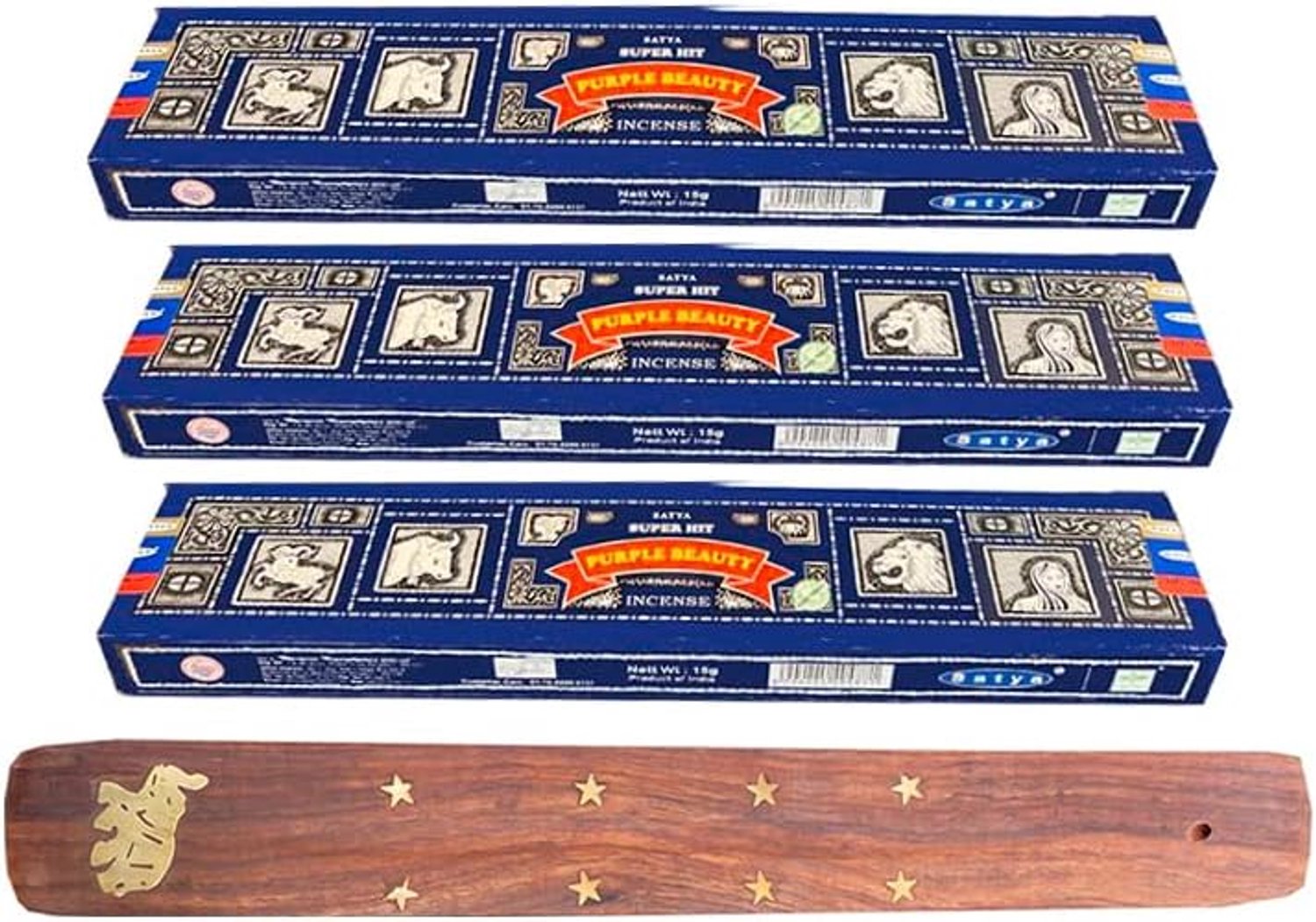 Wierookstokjes 3 x 15 g - Masala handopgerold - geur Super Hit - gratis wierookhouder - ServiceTopper