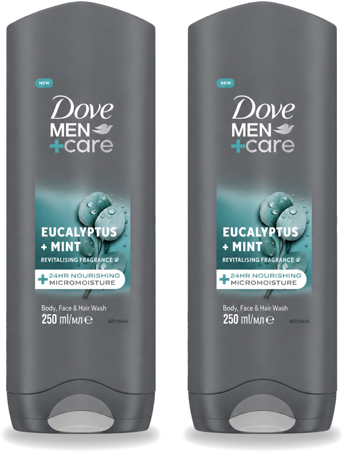 2 x Dove Men+Care Douchegel - Eucalyptus & Mint - 250 ml - Voordeelverpakking - 2 stuks